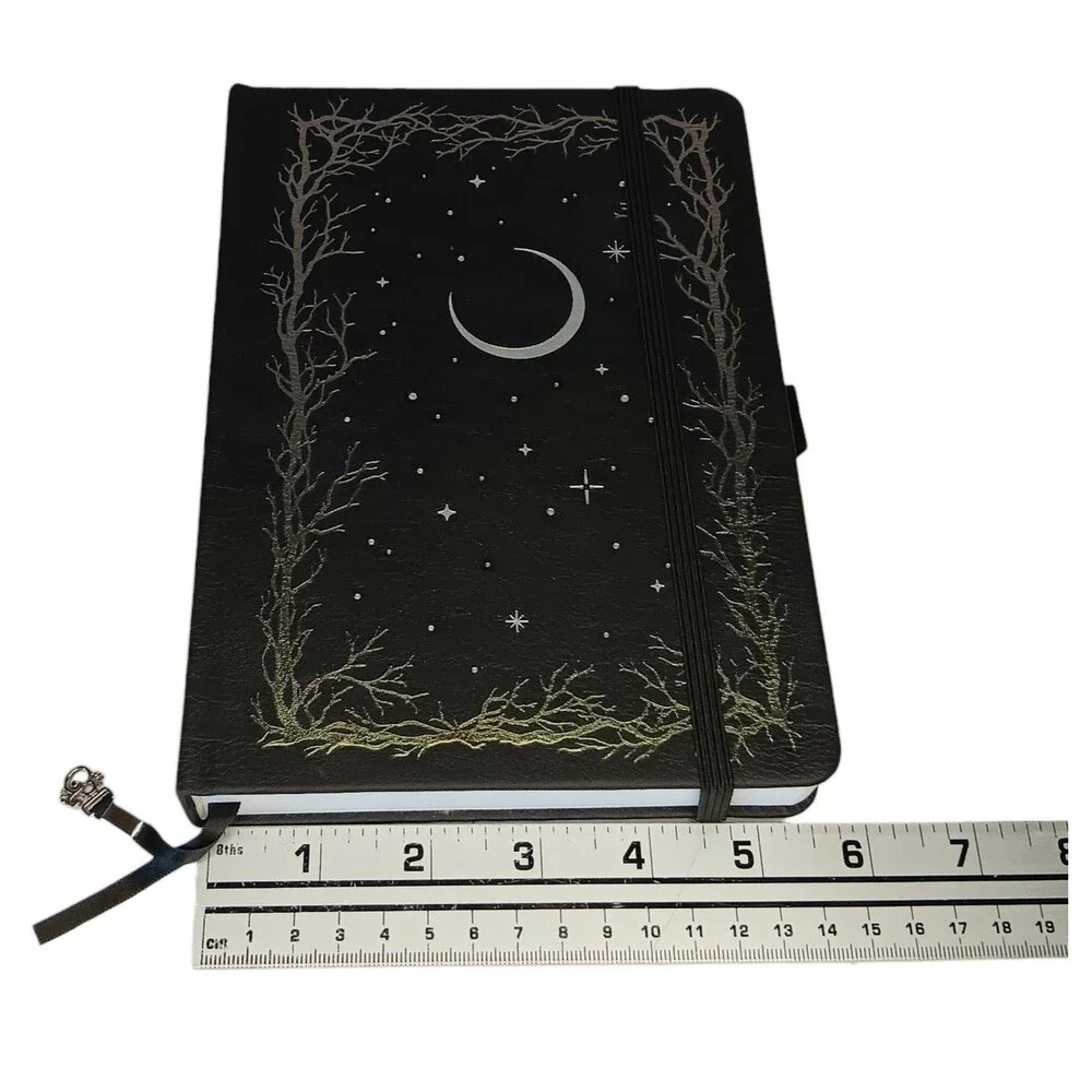 Archer & Olive Haunted Hollow Journal Black W/ Silver Moon & Stars Dot Grid New